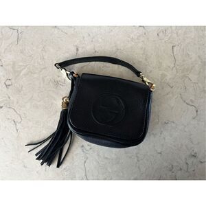 Gucci Interlocking G Leather Soho Small Tassels Handbag Black